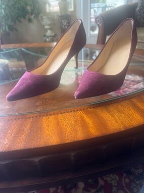 Women's Pointed Toe Velvet Pumps - Burgundy